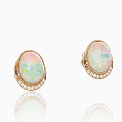 Moonlit Opal Diamond Earrings