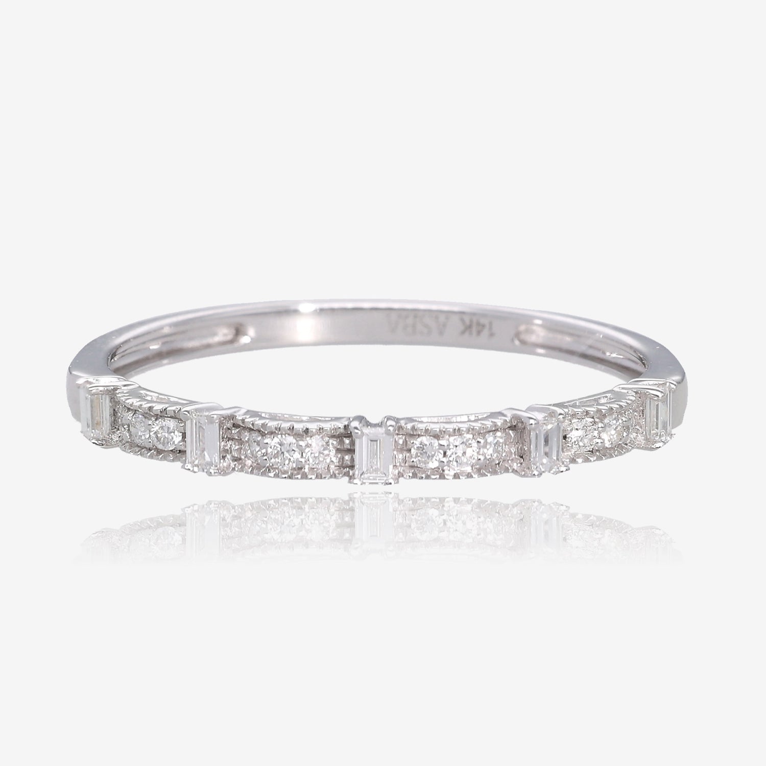 14K White Gold Diamond Shapes Accent Stacking Ring