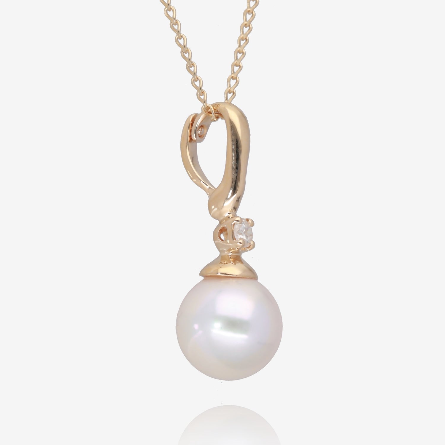 Celestial Shine: Akoya Pearl &amp; Diamond Accent Necklace