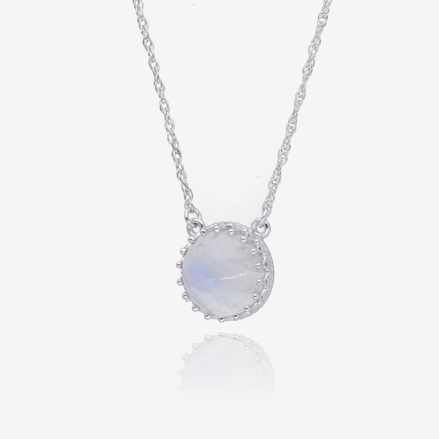 Marrakesh Rainbow Moonstone Crown Necklace in Sterling Silver