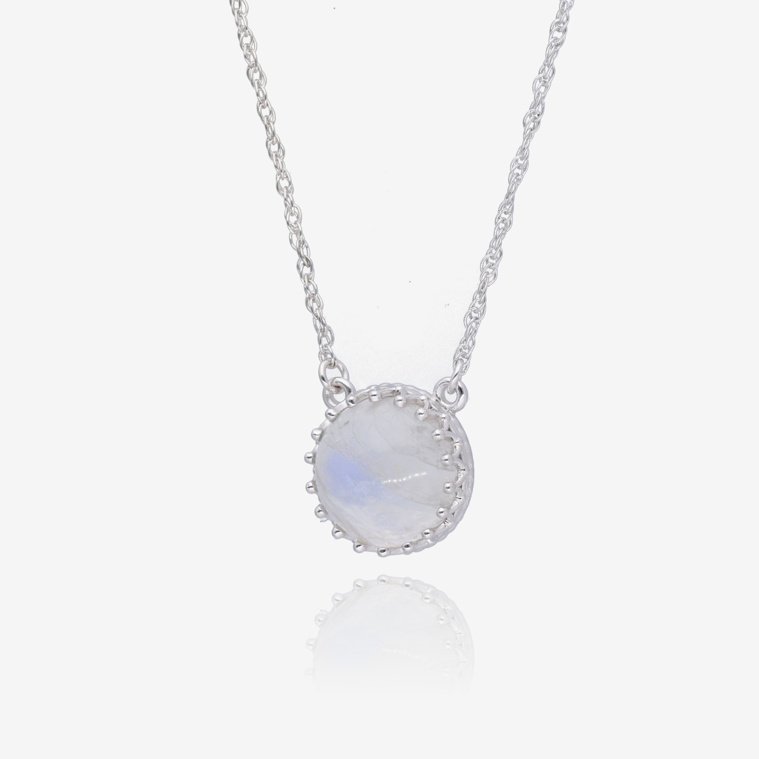 Marrakesh Rainbow Moonstone Crown Necklace in Sterling Silver