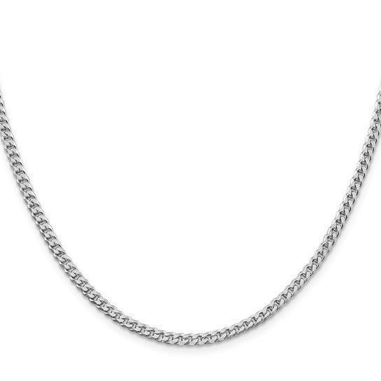 22" Sterling Silver Rhodium-plated Polished 3.15mm Curb Chain
