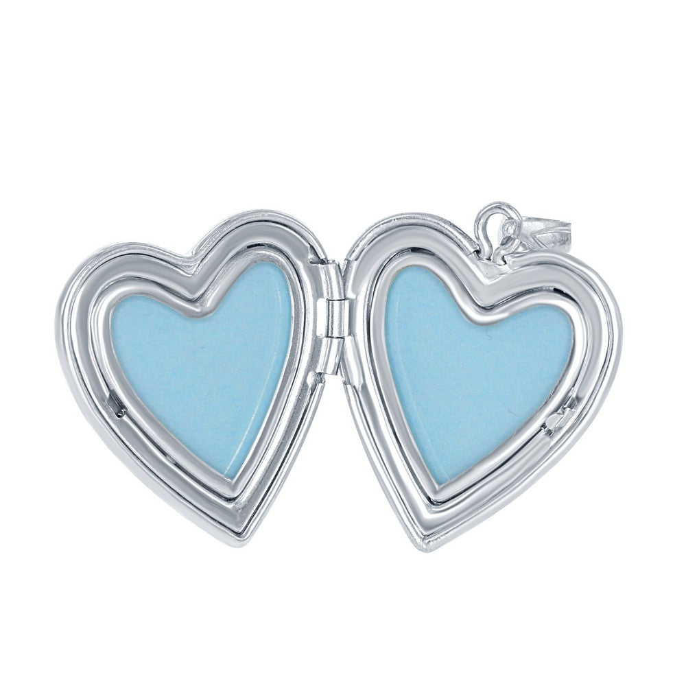 Sterling Silver Flat Heart Locket With Chain