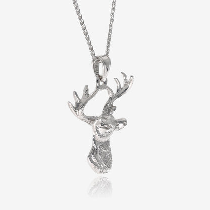 Eight Pointer Silver Buck Head Necklace