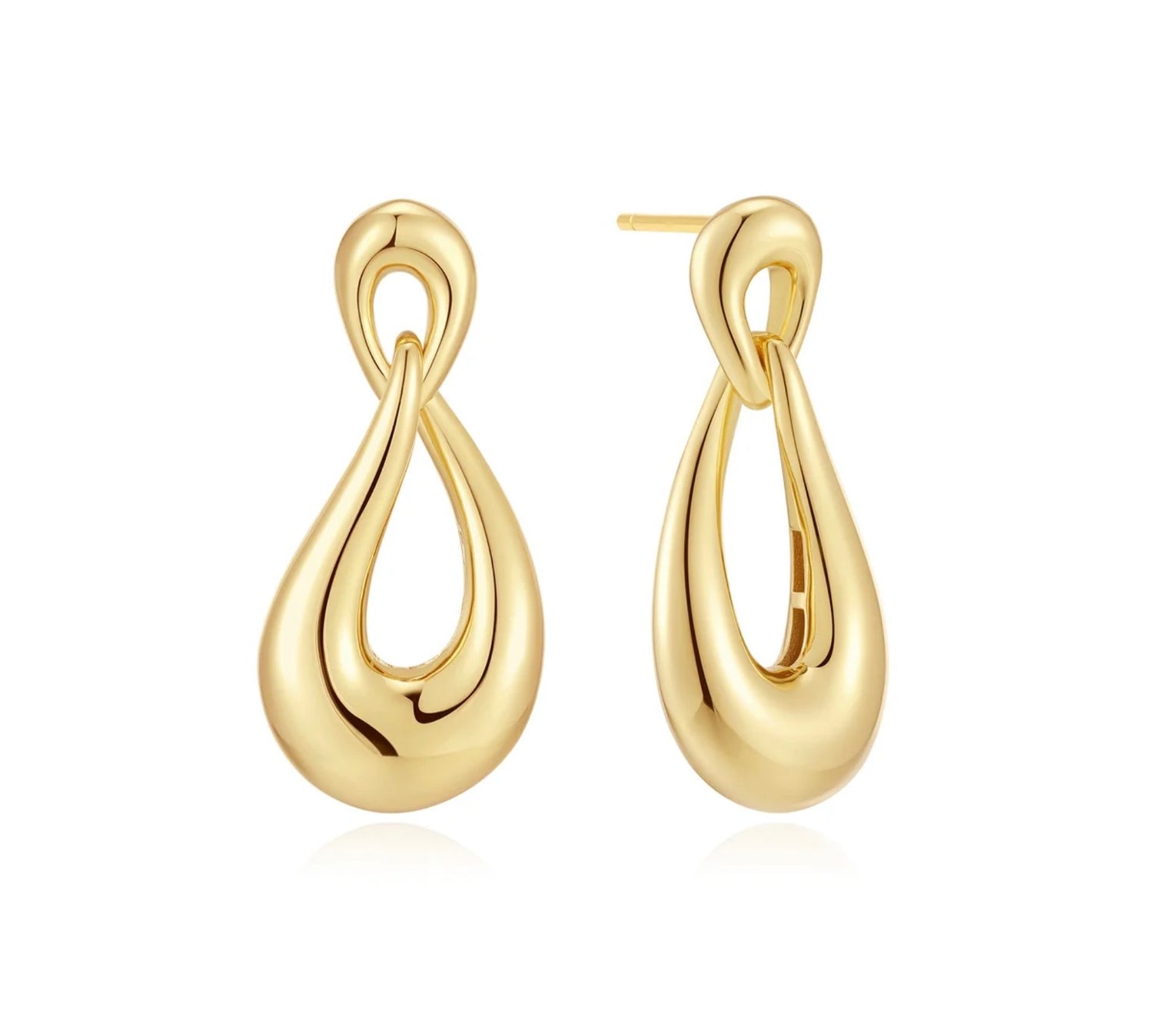 Yellow Interlocked Wave Stud Hoop Earrings
