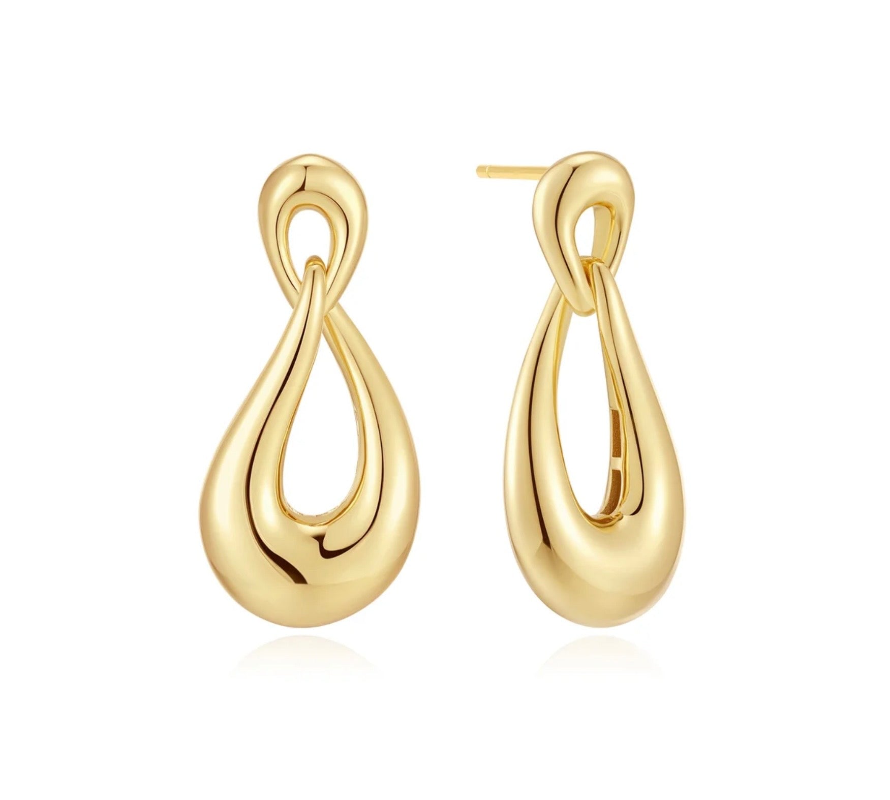 Yellow Interlocked Wave Stud Hoop Earrings