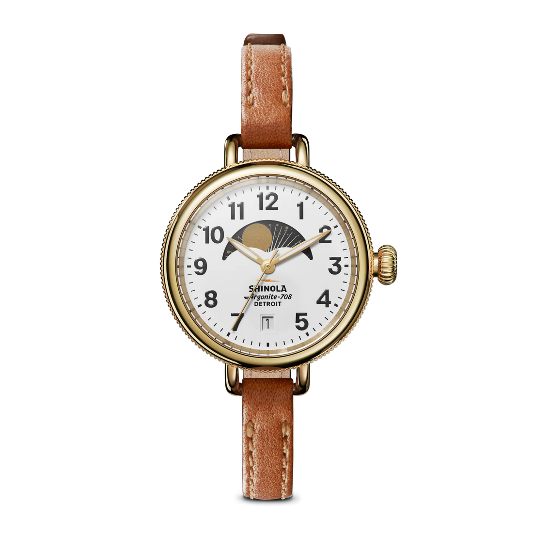 SHINOLA Ladies Birdy Moon Phase Watch Gold Tone