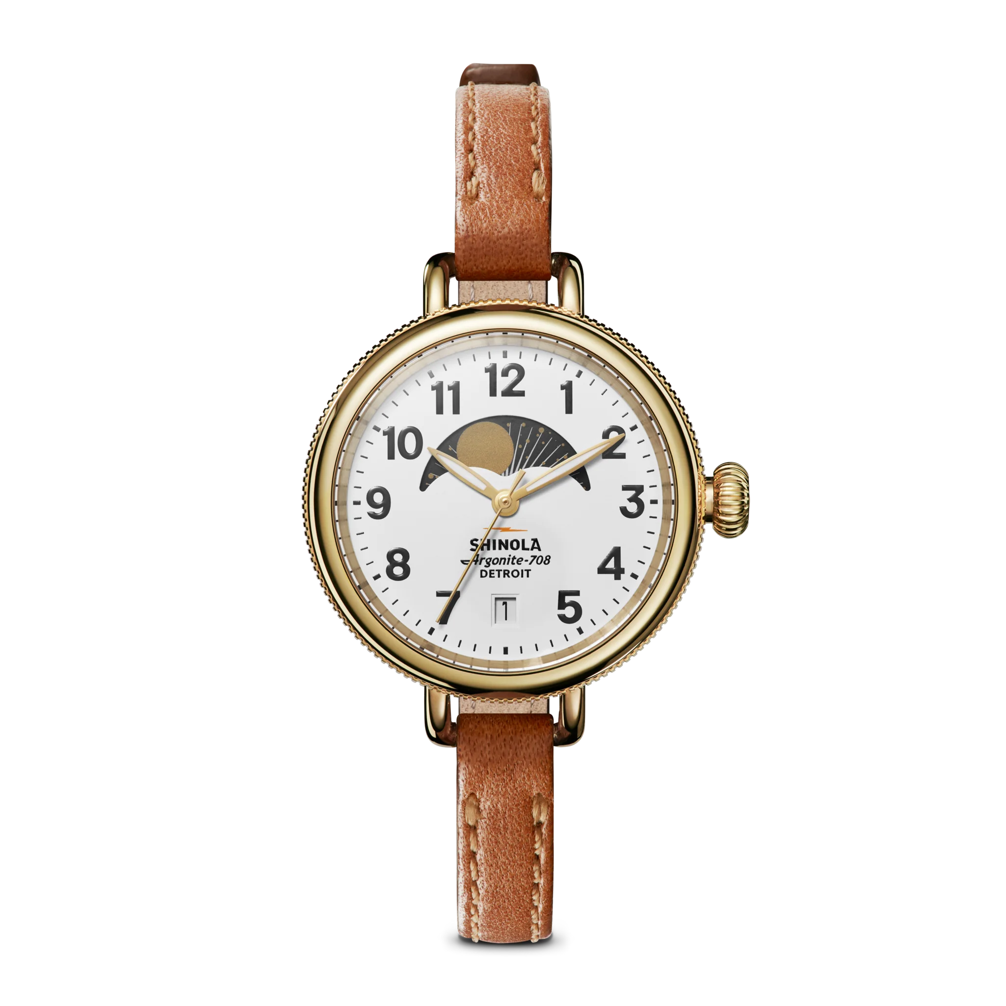 SHINOLA Ladies Birdy Moon Phase Watch Gold Tone