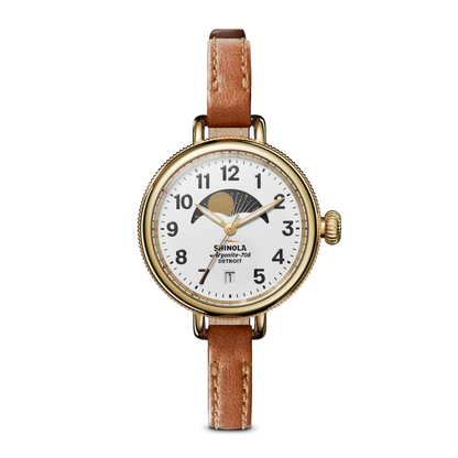 SHINOLA Ladies Birdy Moon Phase Watch Gold Tone