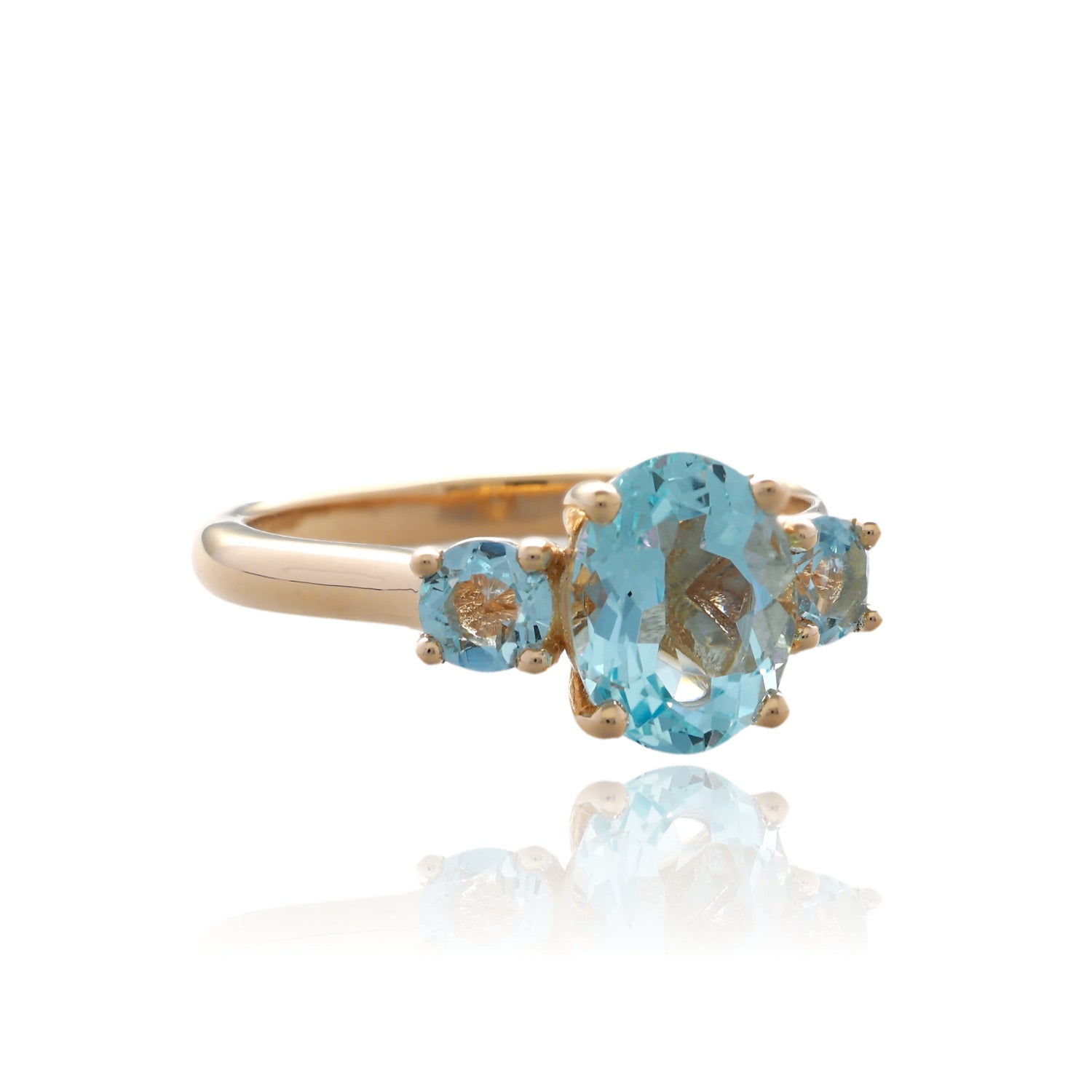 Classic Aquamarine 3 Stone Ring