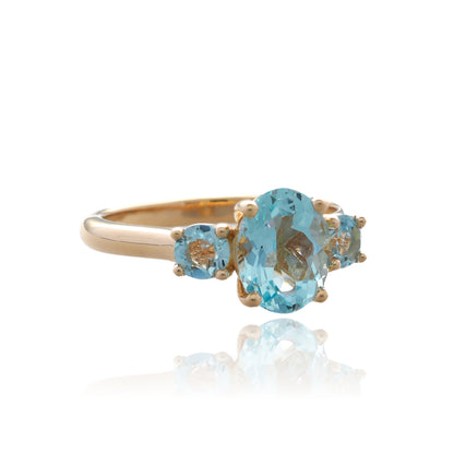 Classic Aquamarine 3 Stone Ring