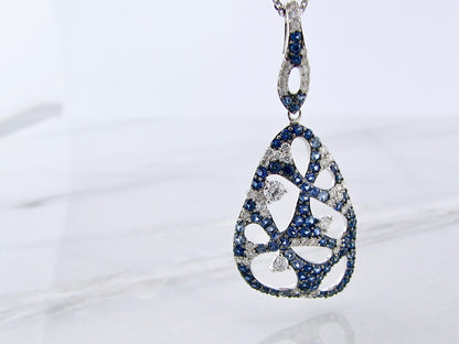 Sapphire Diamond White Gold Necklace, Hive