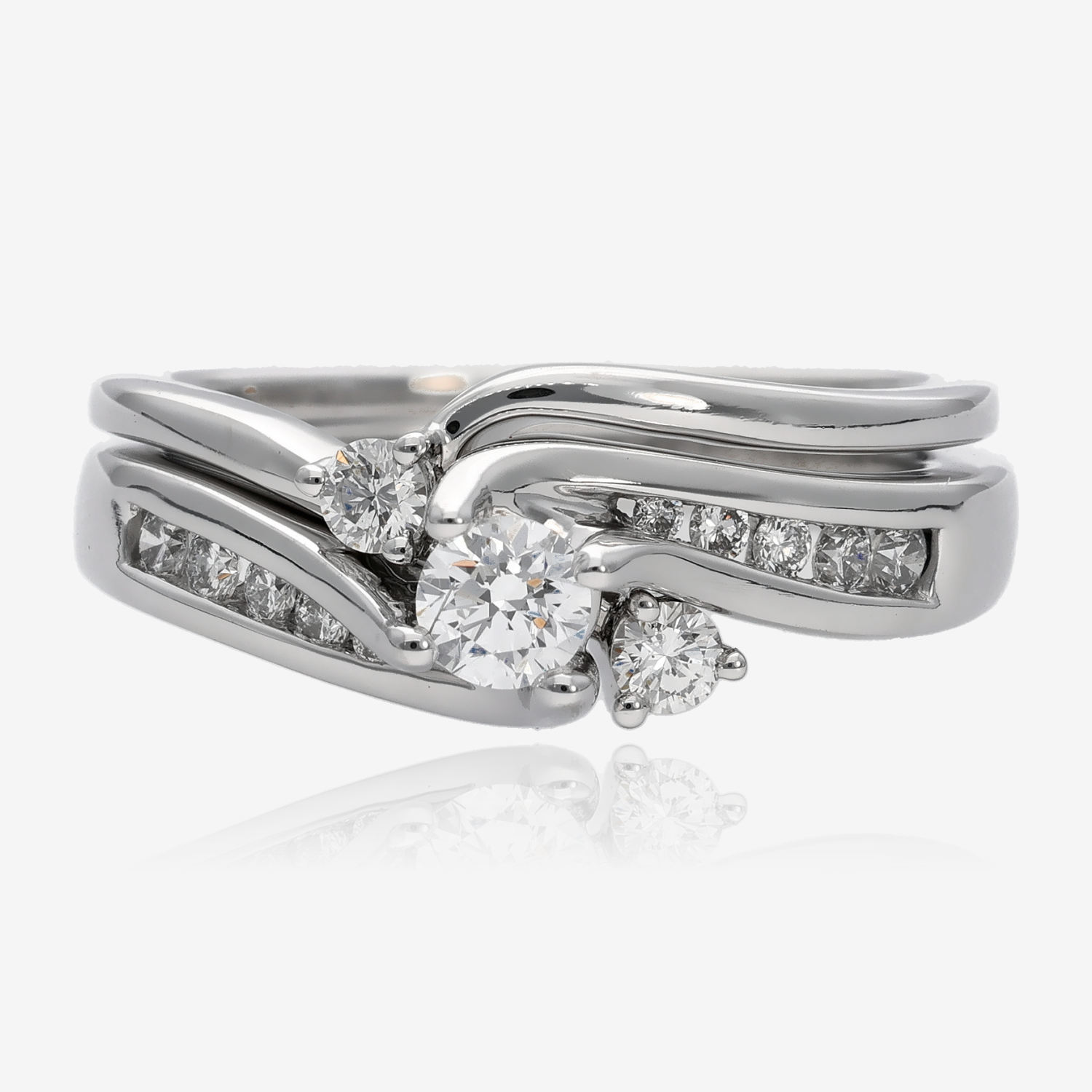 Diamond White Gold Wedding Ring Set, Fitted Wexford Jewelers $2955