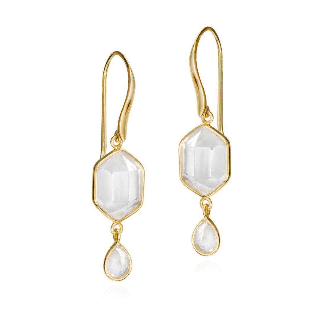 Geo Herkimer Double Bezel Quartz Earrings