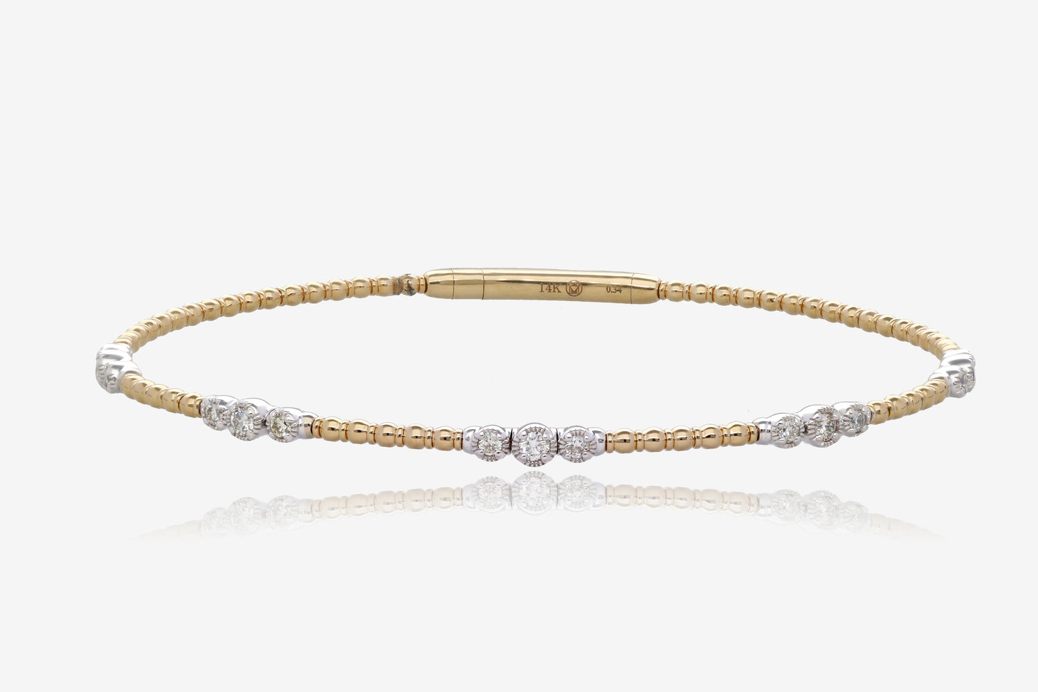 1/3ct Petite Two Tone Natural Diamond Flex Bangle in 14K Yellow Gold