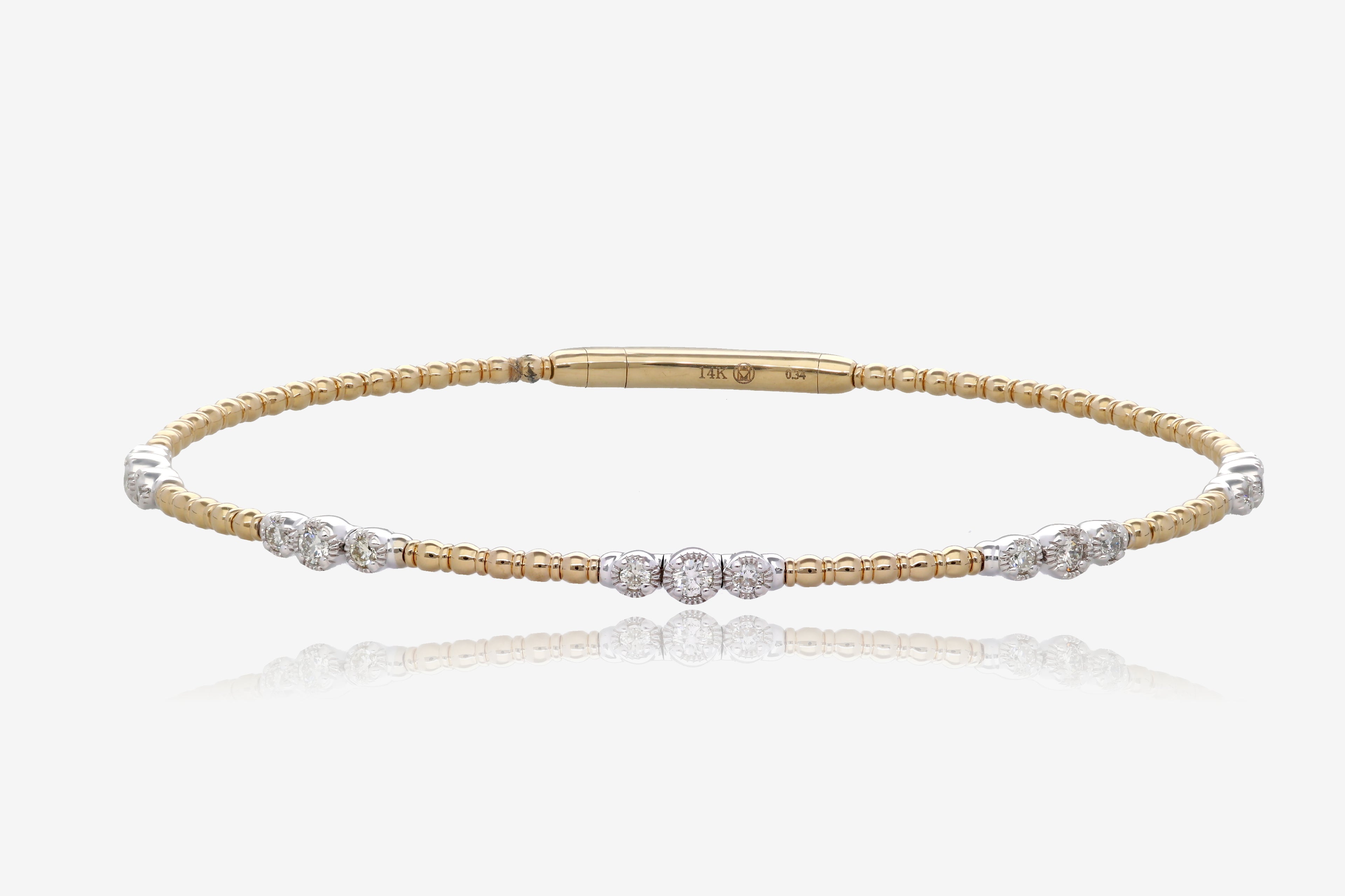 1/3ct Petite Two Tone Natural Diamond Flex Bangle in 14K Yellow Gold