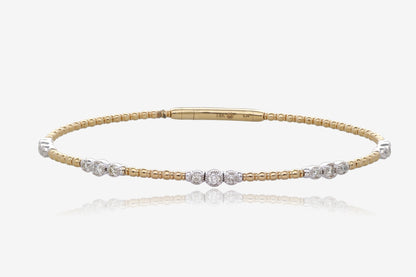 1/3ct Petite Two Tone Natural Diamond Flex Bangle in 14K Yellow Gold