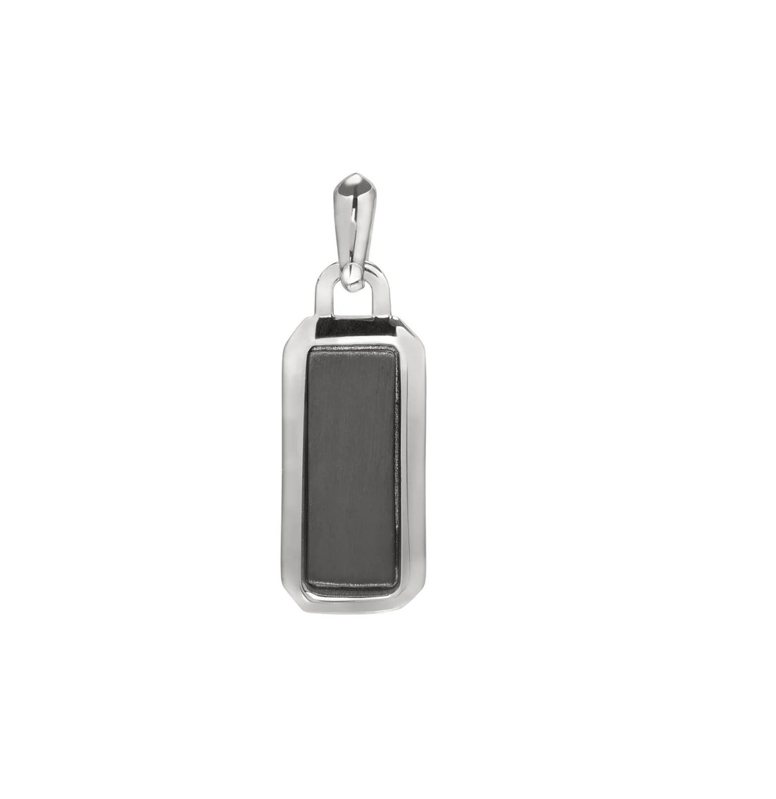 Sterling Silver W/Black Rhodium Center Rectangle Tag Pendant