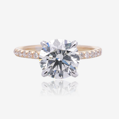 2.5ct Lab Grown Round Diamond Solitaire with Pavé Band 14K Yellow Gold