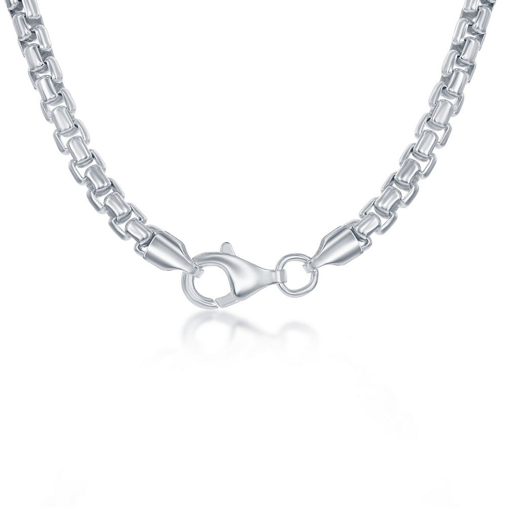 4mm Sterling Silver Round Box Chain 22 Inches