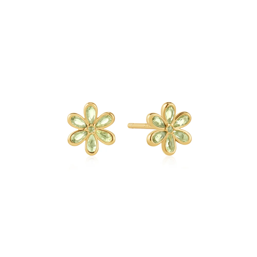 Yellow Mint Green Floral Stud Earrings