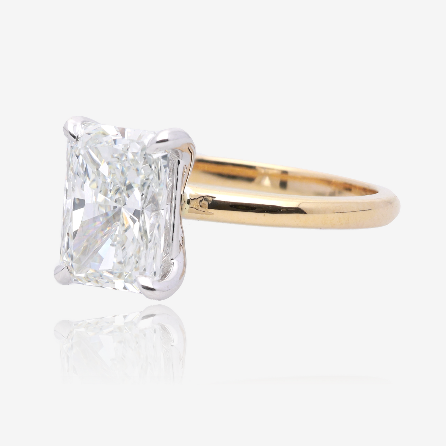 3ct Lab Grown Radiant Cut Diamond Solitaire 14K Yellow Gold