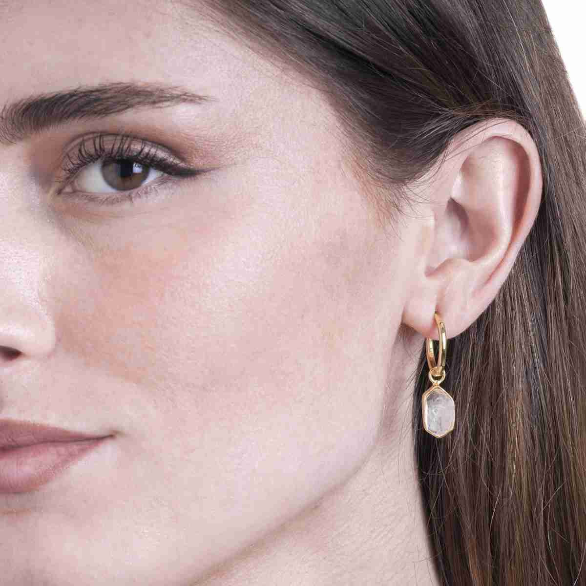 Geo Herkimer Quartz Hoop Earrings