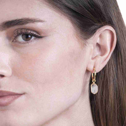 Geo Herkimer Quartz Hoop Earrings