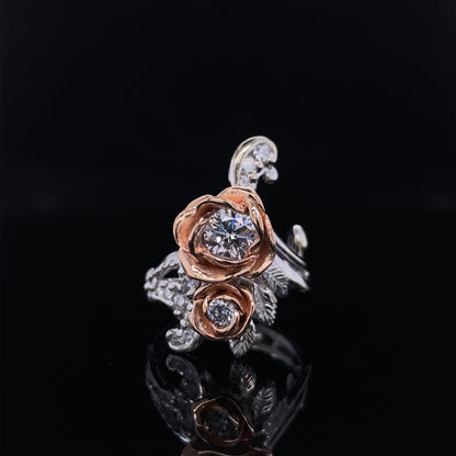 1.11TW, .75ctr Lillian Diamond Ring, Rose and White Gold