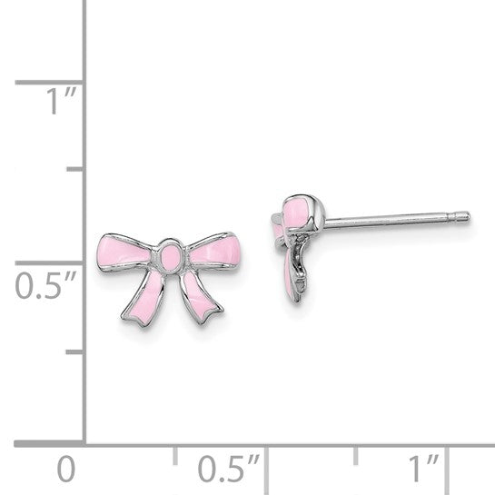 Pretty in Pink Enamel Bow Studs