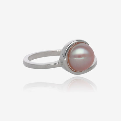 Breezy Swirl Pink Pearl Ring in Silver