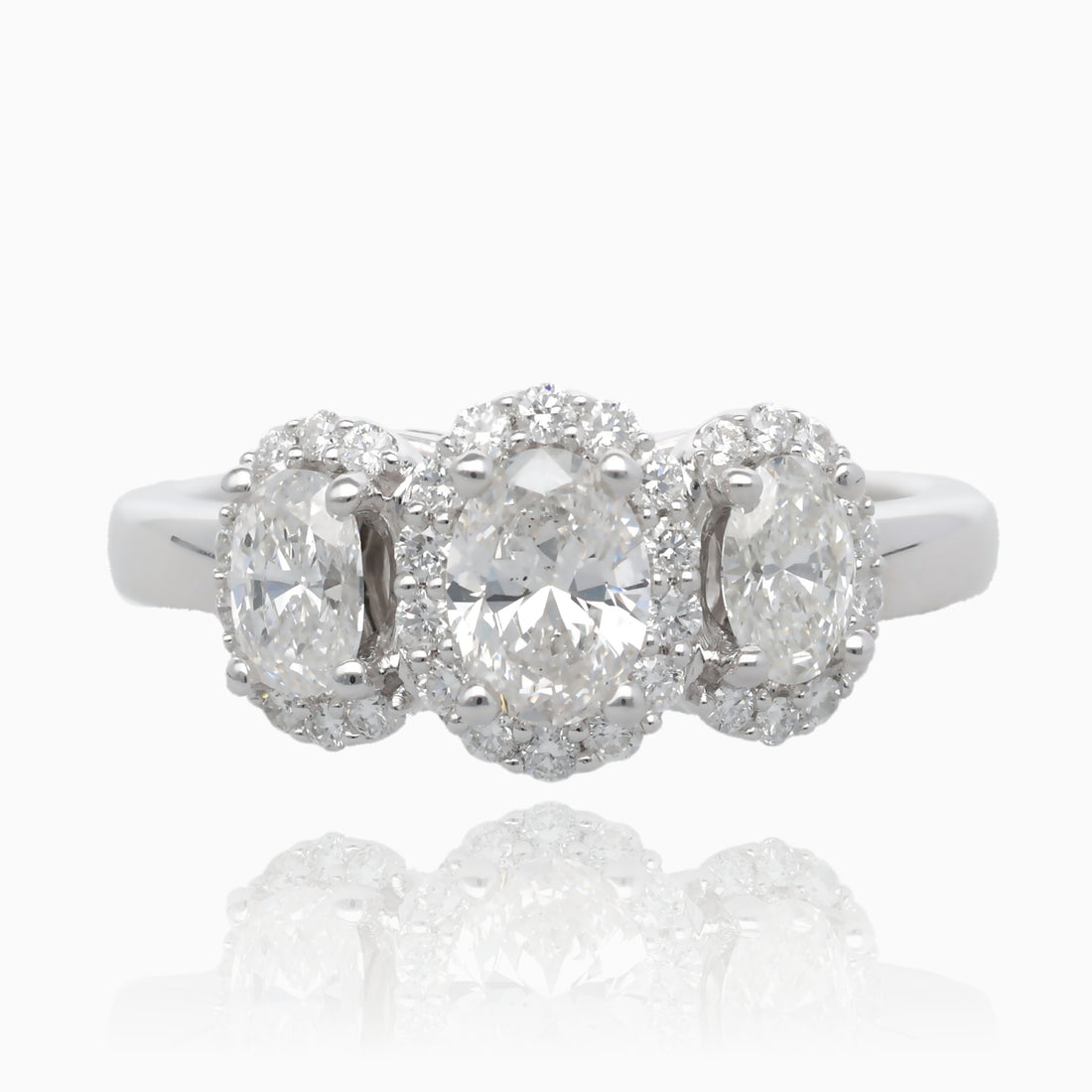 Past Present Future Oval Halo Diamond Ring