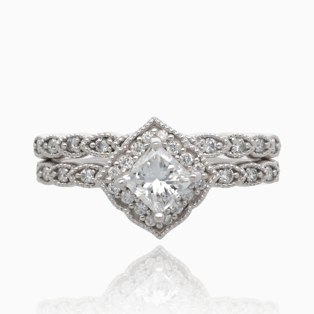 Endless Love Princess Cut Brilliant Halo Set