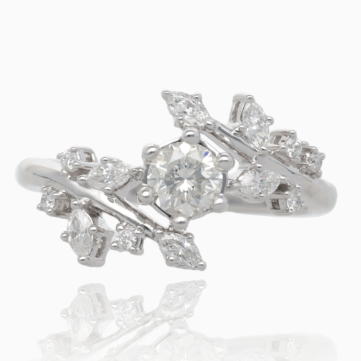 .79TDW .46ctr Frosted Frond Diamond Engagement Ring