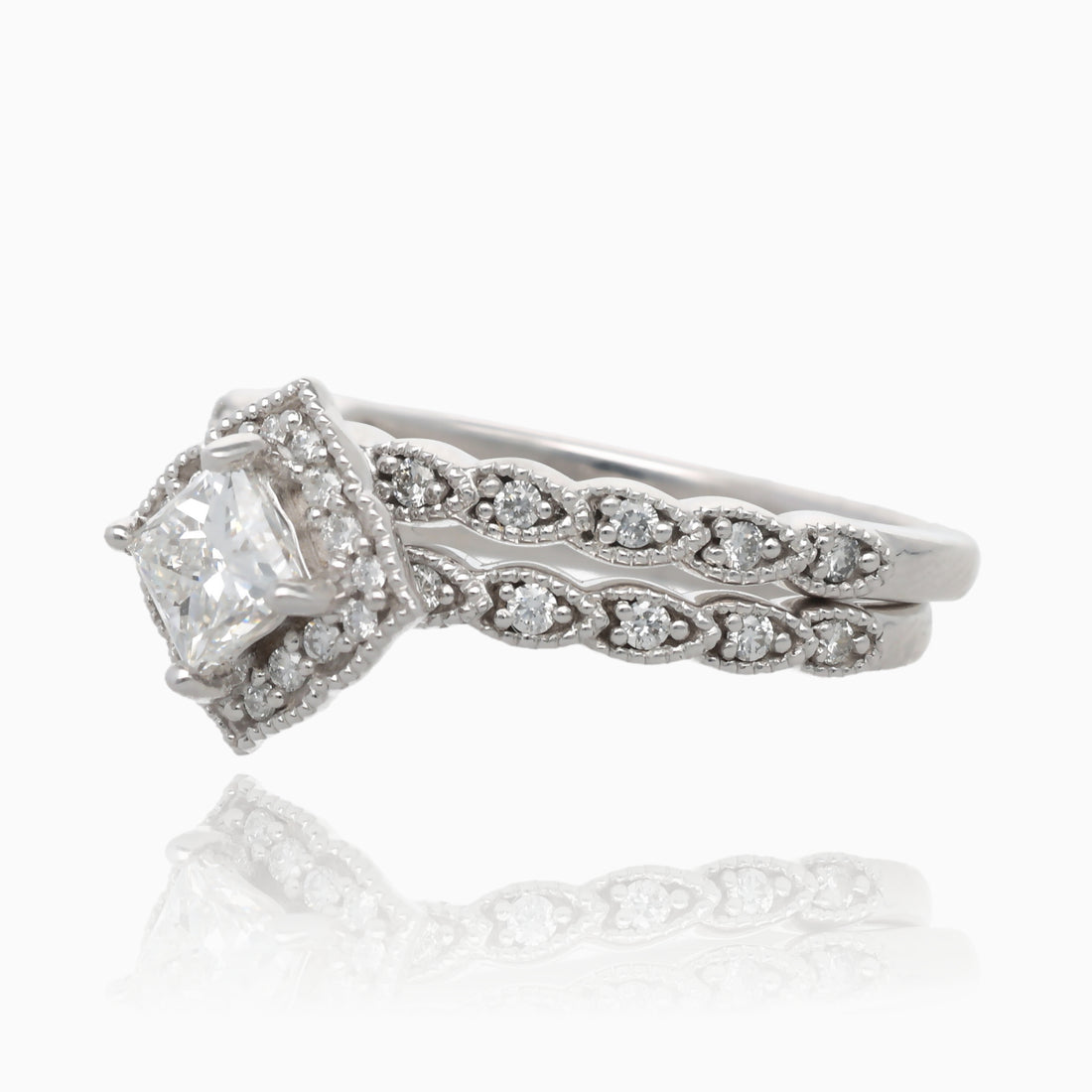 Endless Love Princess Cut Brilliant Halo Set