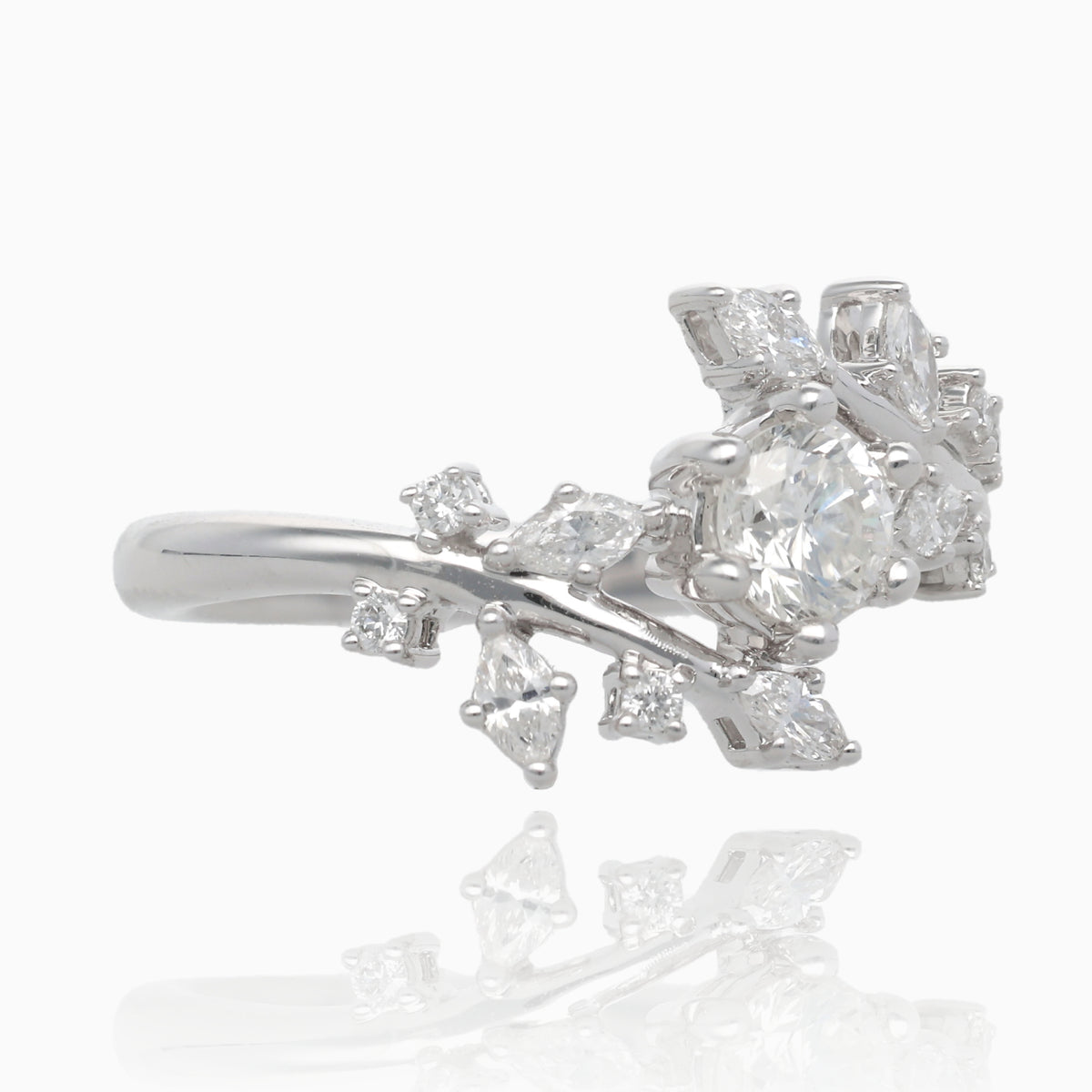 .79TDW .46ctr Frosted Frond Diamond Engagement Ring