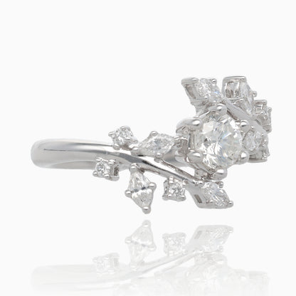 .79TDW .46ctr Frosted Frond Diamond Engagement Ring