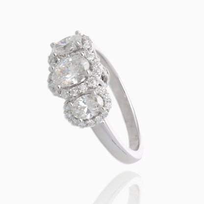 Past Present Future Oval Halo Diamond Ring