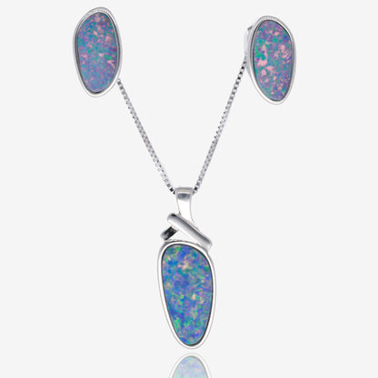 Northern Lights One of a Kind Opal Necklace and Earring Sets in Sterling Silver