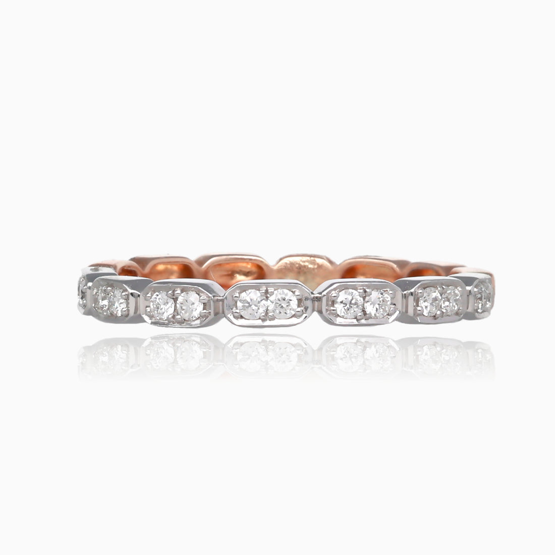Rose White Gold Two Tone Diamond Stacking Ring, Gondola