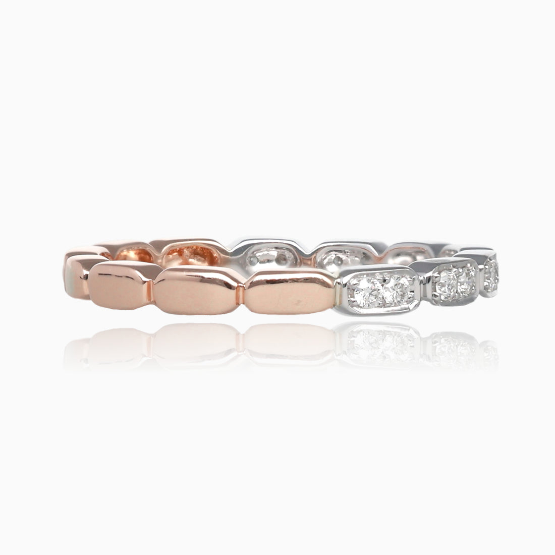 Rose White Gold Two Tone Diamond Stacking Ring, Gondola