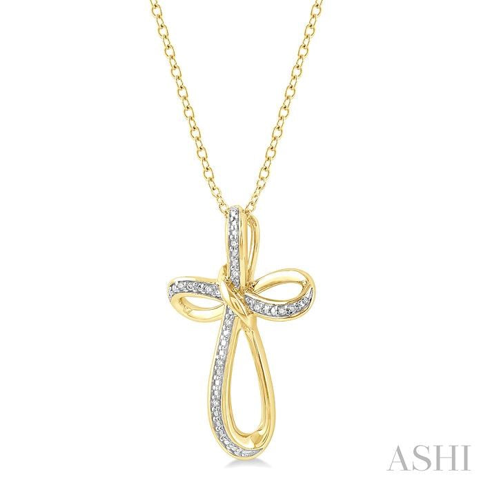 Sweeping Gold Vermeil Cross Diamond Necklace
