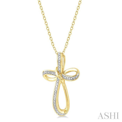 Sweeping Gold Vermeil Cross Diamond Necklace