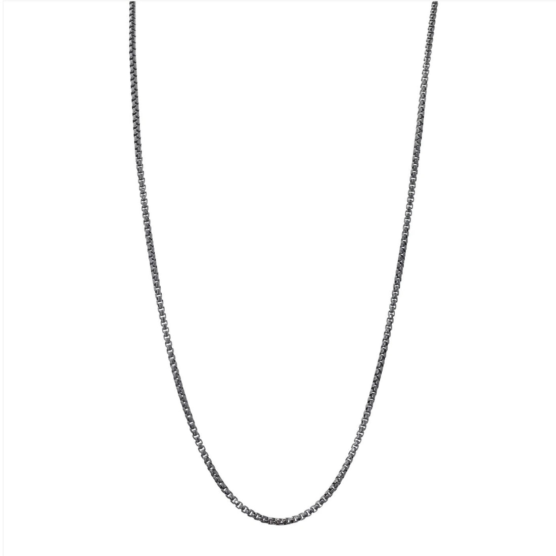 1.4mm Rounded Box Chain Blackened Silver 24”