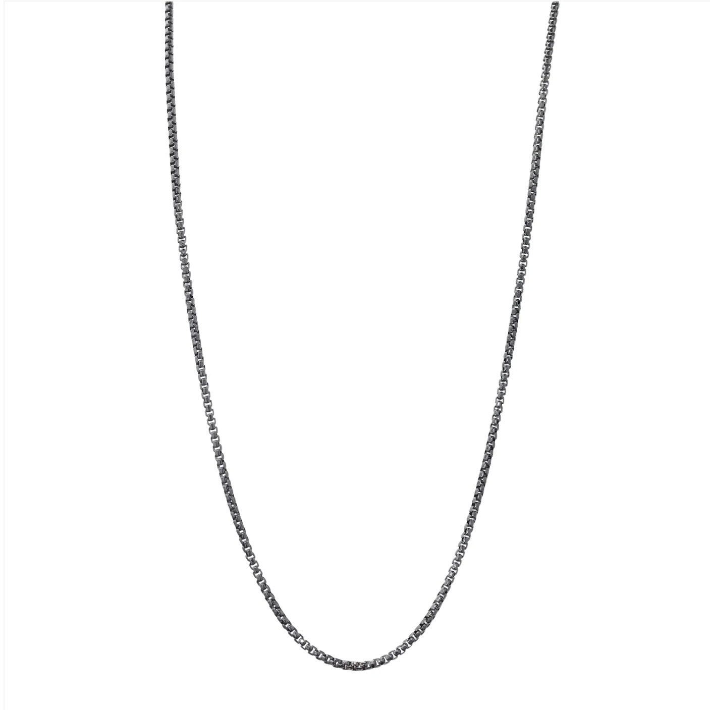 1.4mm Rounded Box Chain Blackened Silver 24”