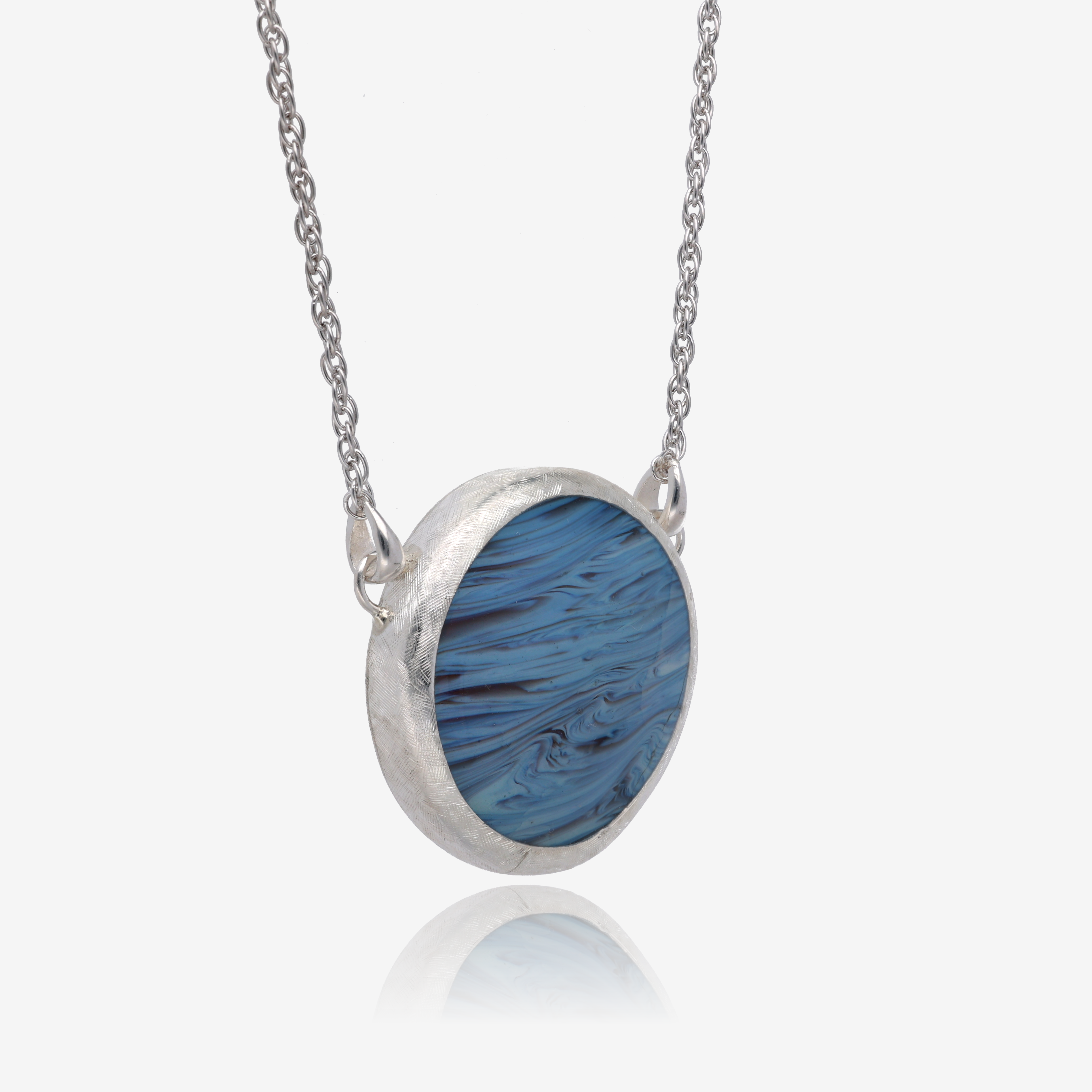 Michigan Waves Pioneer Blue Station Necklace in Sterling Silver