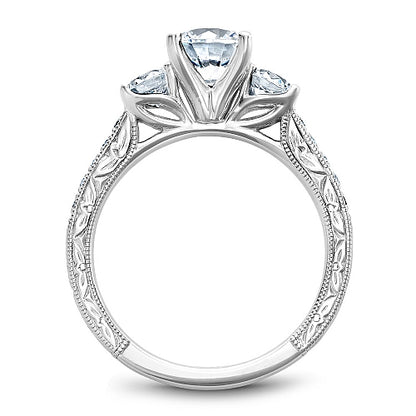 0.63 ct Noam Carver White Gold Three Stone Semi-mount Bridal