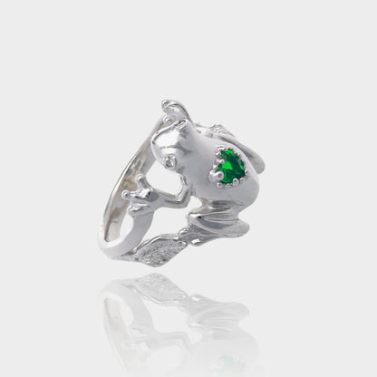 Must Love Frogs Green Garnet Ring