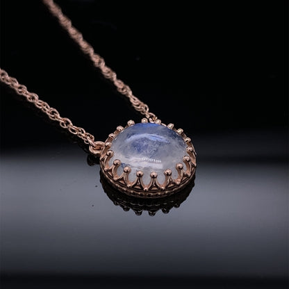 14K Rose Gold Rainbow Moonstone Necklace, Marrakesh