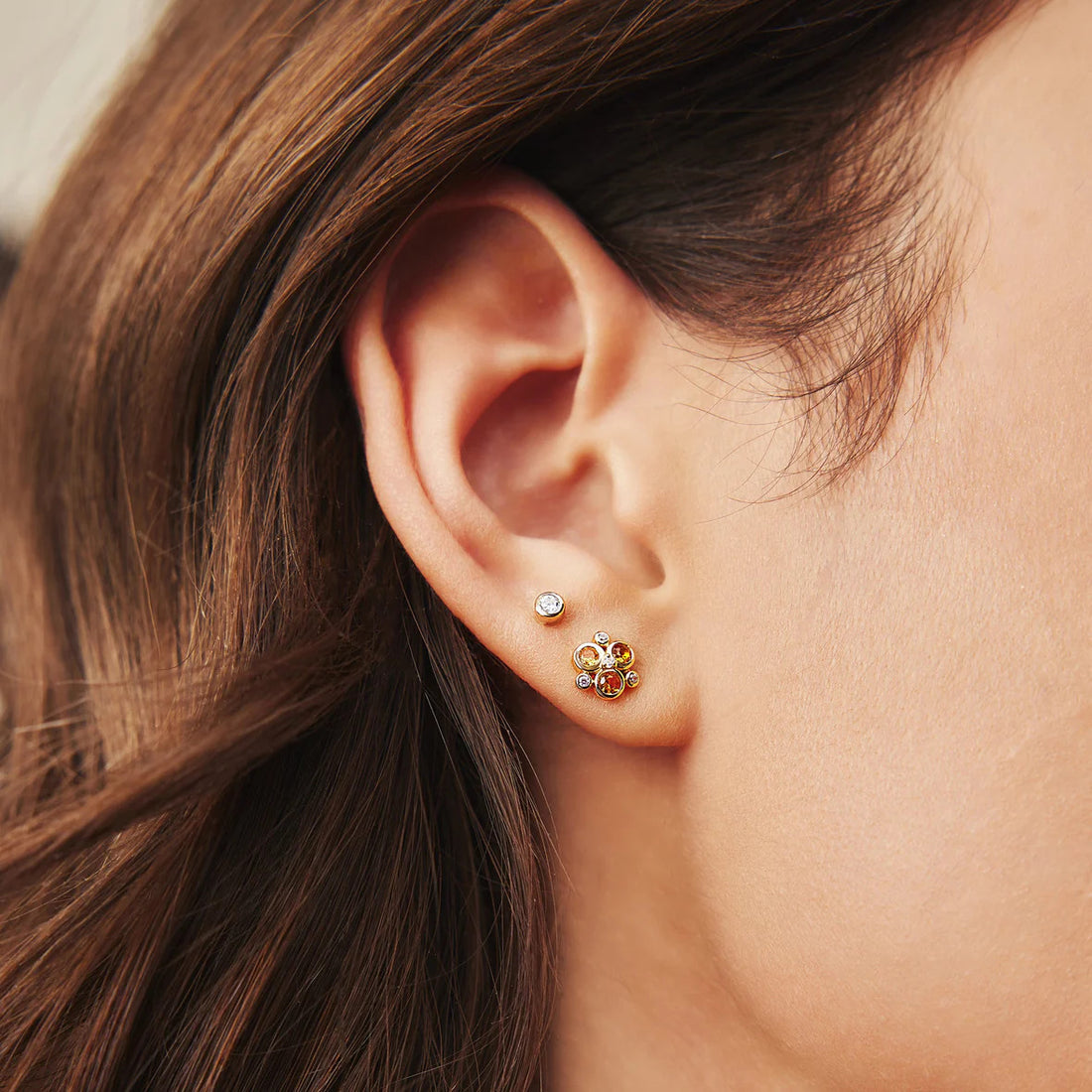 Yellow Nano Gem Stud Cluster Earrings